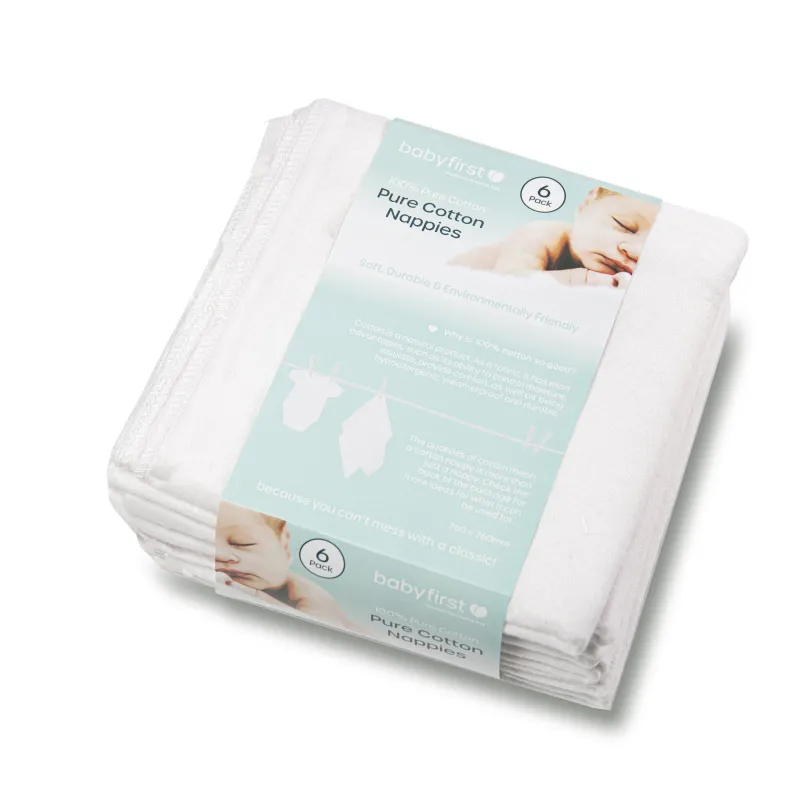 Baby First Packet of 6 Cotton Cloth Nappies Fashion