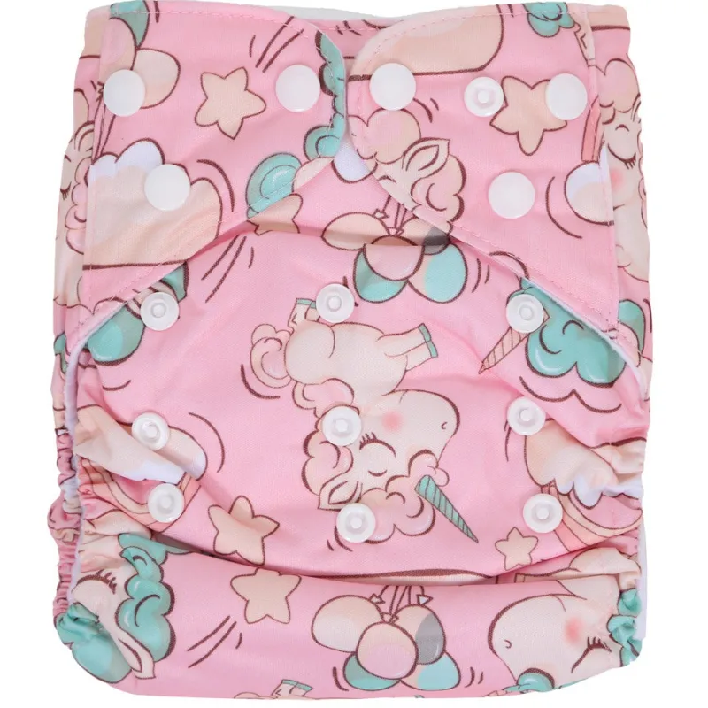 Babyco Reusable Cloth Nappy with 2 Microfibre Inserts Unicorn Clearance
