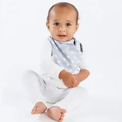 Mum 2 Mum bandana bib grey white dot Clearance