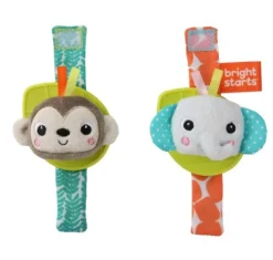 Bright Starts Rattle & Teethe Wrist Pals Toy  Monkey & Elephant Outlet