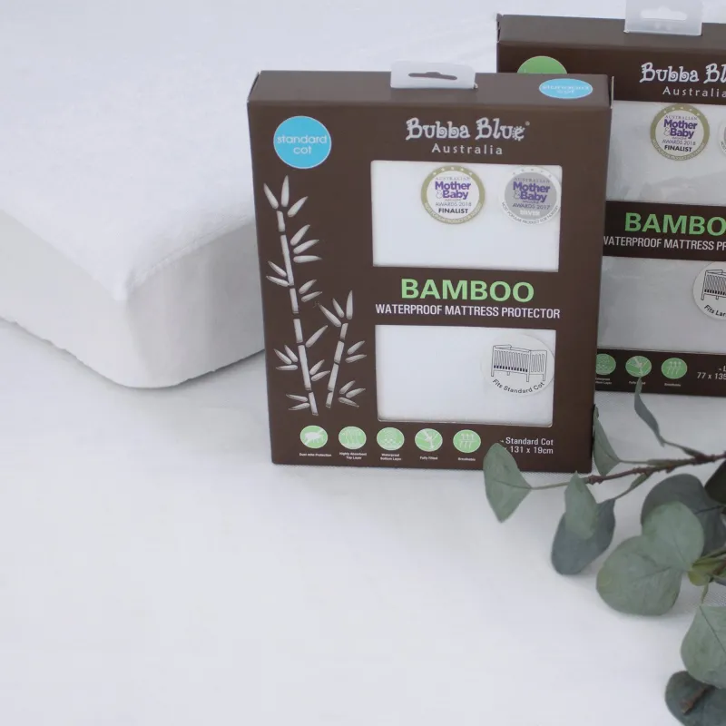 Bubba Blue Bamboo Standard Cot Waterproof Mattress Protector New