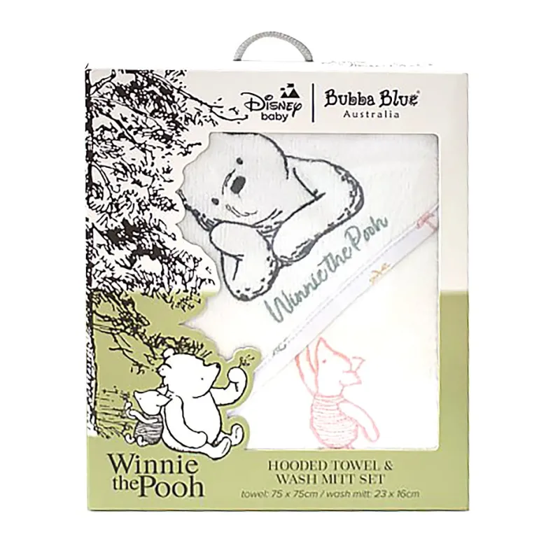 Winnie the Pooh Bubba Blue Disney Classic Pooh Hooded Towel & Mitt Fashion