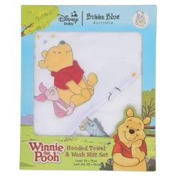 Winnie the Pooh Bubba Blue Hooded Towel & Wash Mitt Set Outlet