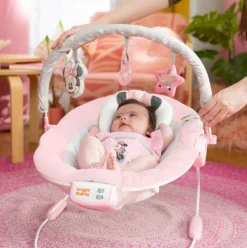 Disney Baby Minnie Mouse Rosy Skies Vibrating Bouncer Outlet