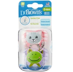 Dr Browns Dr Brown's Prevent Printed Shield Pacifier 2-Pack 0-6m Girl - Assorted Colours New
