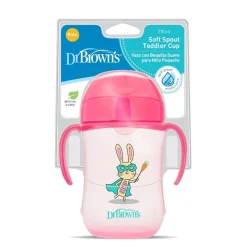 Dr Browns Soft-Spout Toddler Cup with Handles 270ml Pink Hot