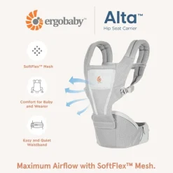 Ergobaby Alta Hip Seat Baby Carrier Pearl Grey Clearance