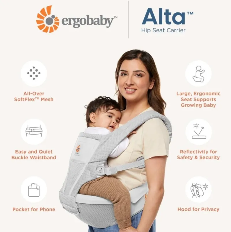 Ergobaby Alta Hip Seat Baby Carrier Pearl Grey Clearance