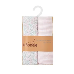 infancie 2-Pack Baby Muslin Blanket Pink Stripe/Flower IT5233 Fashion