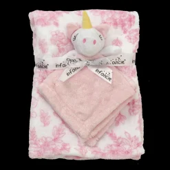 infancie Printed Flannel Blanket with Toy Unicorn Online