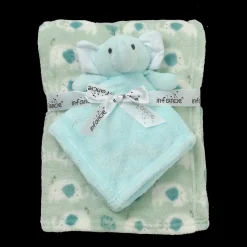 infancie Printed Flannel Blanket with Toy Elephant Fashion