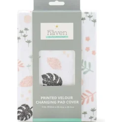 Little Haven Botantical Leaf Velour Changing Pad Cover New