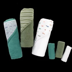 Lullaby Dreams 3 Hooded Towels & 3 Facecloth 6-Pack Set Green Sale