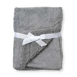 Lullaby Dreams Glitter Coral Fleece/Sherpa Back Blanket Grey New
