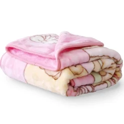 Lullaby Dreams Heavyweight Mink Cot Blanket Teddy Pink New