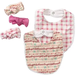 Lullaby Dreams 2-Pack Bib with 3 Headbands Set Love/Checkered Clearance