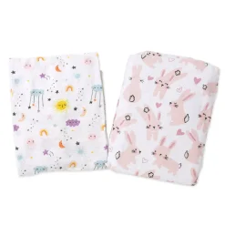 Lullaby Dreams 2-Pack Co Sleeper Fitted Sheets Pink Meadow Fashion