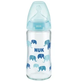 NUK First Choice+ Glass Baby Bottle with Temperature Control 240ml Blue Discount