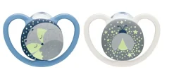 NUK Space Night Silicone Soother 2-Pack 0-6m - Assorted Colours Discount