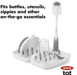 OXO Tot On-The-Go Drying Rack & Bottle Brush Gray Hot