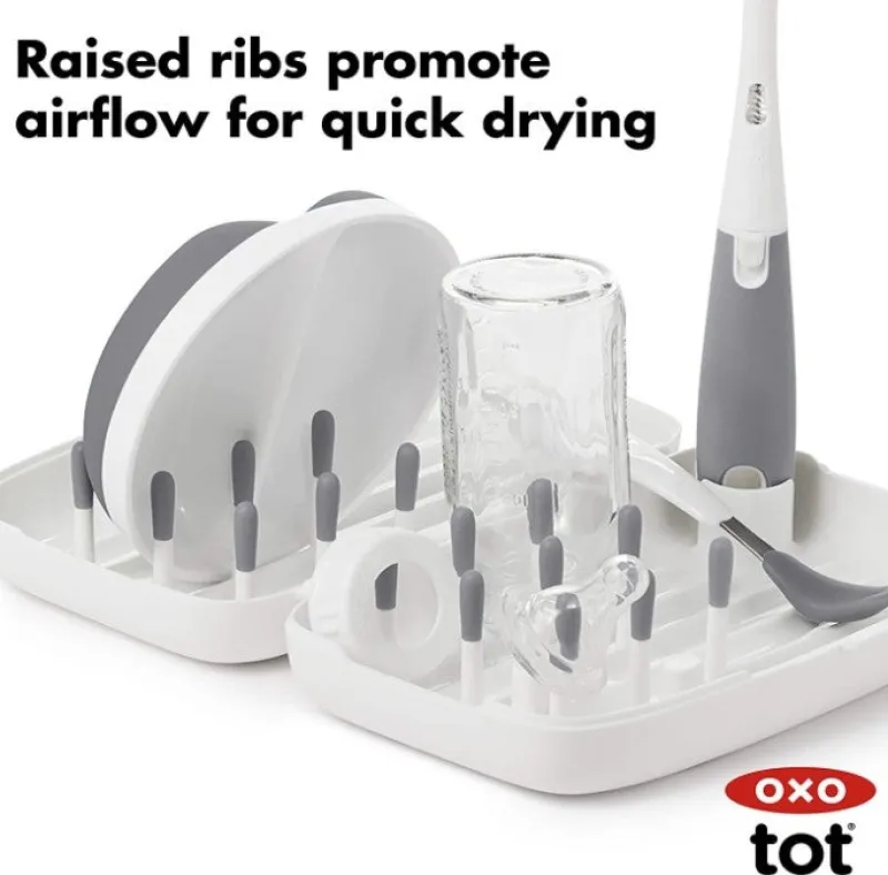OXO Tot On-The-Go Drying Rack & Bottle Brush Gray Hot