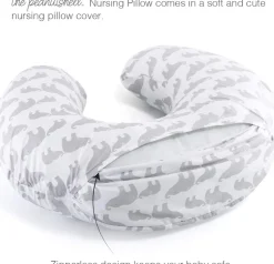 Peanutshell Grey Elephants Nursing Pillow New
