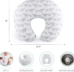 Peanutshell Grey Elephants Nursing Pillow New