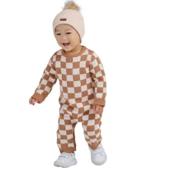 Ricochet Baby Check Knit Romper Hot