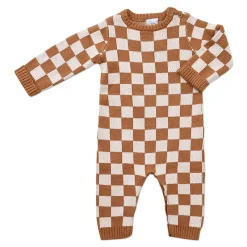 Ricochet Baby Check Knit Romper Hot
