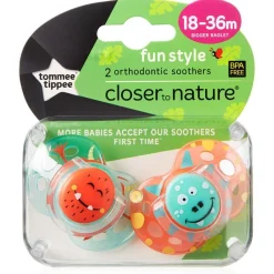 Tommee Tippee Closer To Nature Tommee Tippee Fun Style Soother 2-Pack 18-36m - Assorted Colours Discount