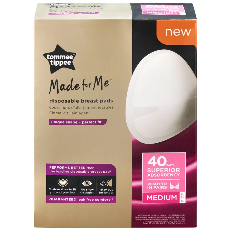 Tommee Tippee Closer To Nature Tommee Tippee Made For Me Disposable Breast Pads 40-Pack Medium Fashion