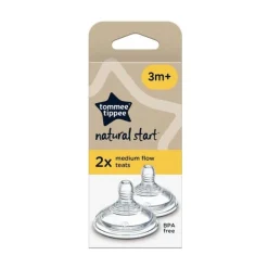 Tommee Tippee Closer To Nature Tommee Tippee Natural Start Medium Flow Teats 2-Pack 3m+ New