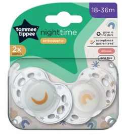 Tommee Tippee Closer To Nature Tommee Tippee Night Time Soother 18-36m 2-Pack - Assorted Colours Hot